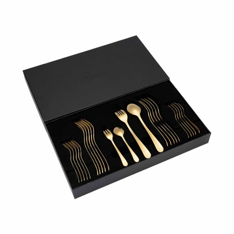 LA GOURMET 24pc Cutlery Set, Rome, Gold LGKC396105-image null