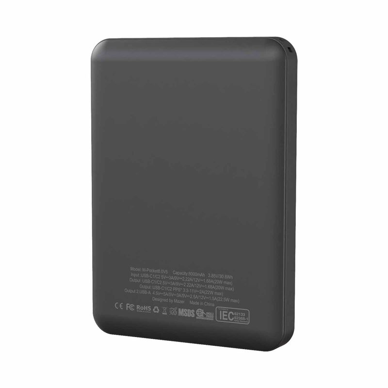 MAZER Pocketcharge 8000mah/pd20w/qc3.0 Powerbank - Grey M-POCKET8.0V5-GY-image 5