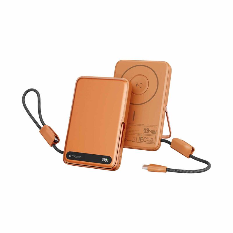MAZER Maglink 10,000mah Magnetic 15w/apple Watch Charging/usb-c Pd27w Cable Power Bank - Sunset Orange M-MAGLINK19-SO-image 1
