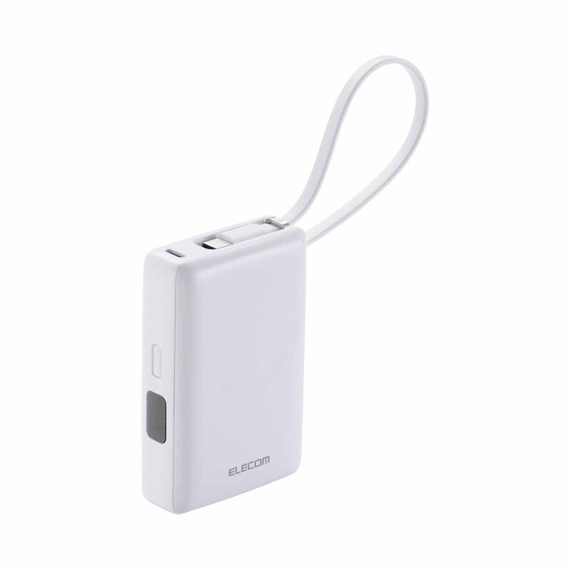 ELECOM Ccc Powerbank With Integrated Cable 10000mah 30w 1c1a DE-A06-10000WH-image 1