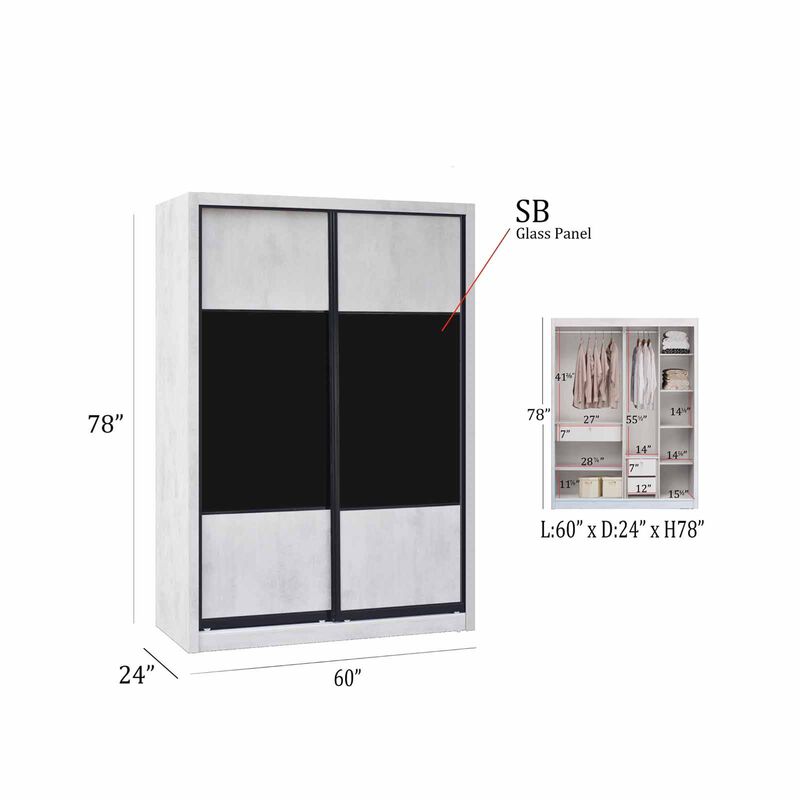 SMARTBOX 2 Door Sliding Wardrobe (grey-53) DUBLIN-image 2