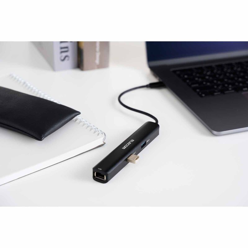 ELECOM 6 In 1 Docking Station (1 X Usb C/hdmi/lan Port 2 X Usb A 1 X C Pd100w) DST-C30BK-image 4