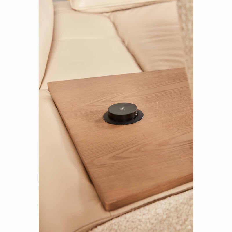 MUZE 3pcs Modular Set W Wireless Charging (fab) F20 Beige Piping Diff Fabric Sofa OLWEN-image 2