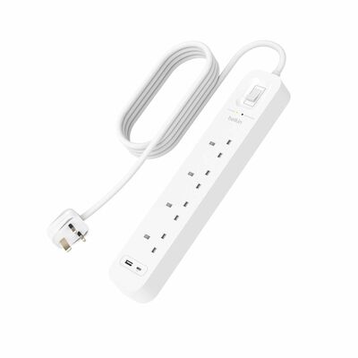 BELKIN 4 Outlet Surge Protection Strip W/usb A + C SRB001AF2M-MY