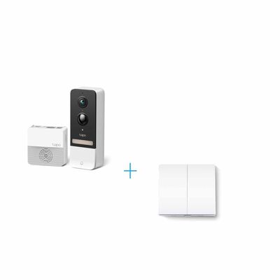TP LINK Smart Video Doorbell Camera Kit + Smart Light Switch, 2-gang 1-way TPL-TAPO-D230S1 + TAPO S220