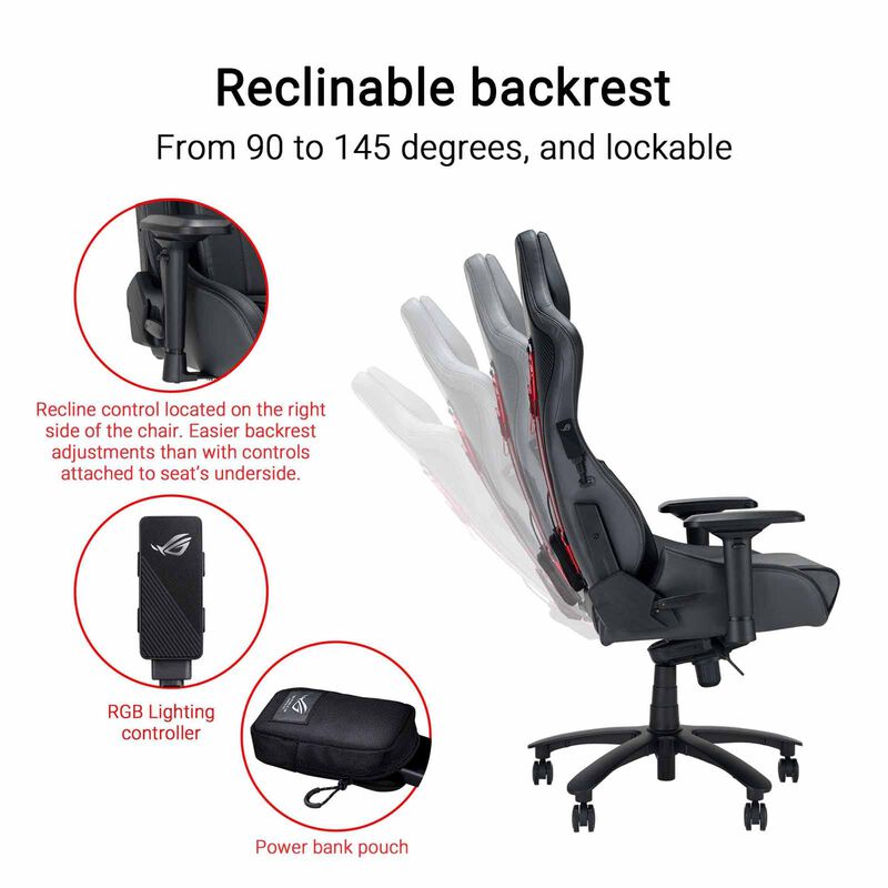ASUS Rog Chariot X Rgb Gaming Chair - Grey (exclude Installation Charges) SL301 ROG CHARIOT X GREY-image 10