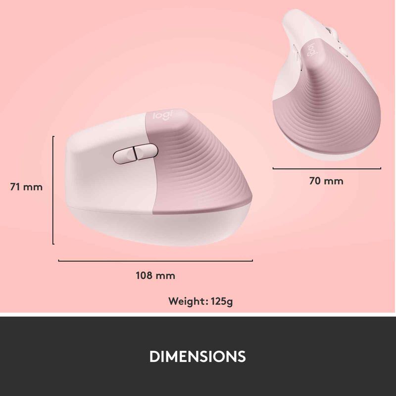 LOGITECH Logi Lift Vertical Ergonomic Mouse - Rose (1y) 910-006481-image 9