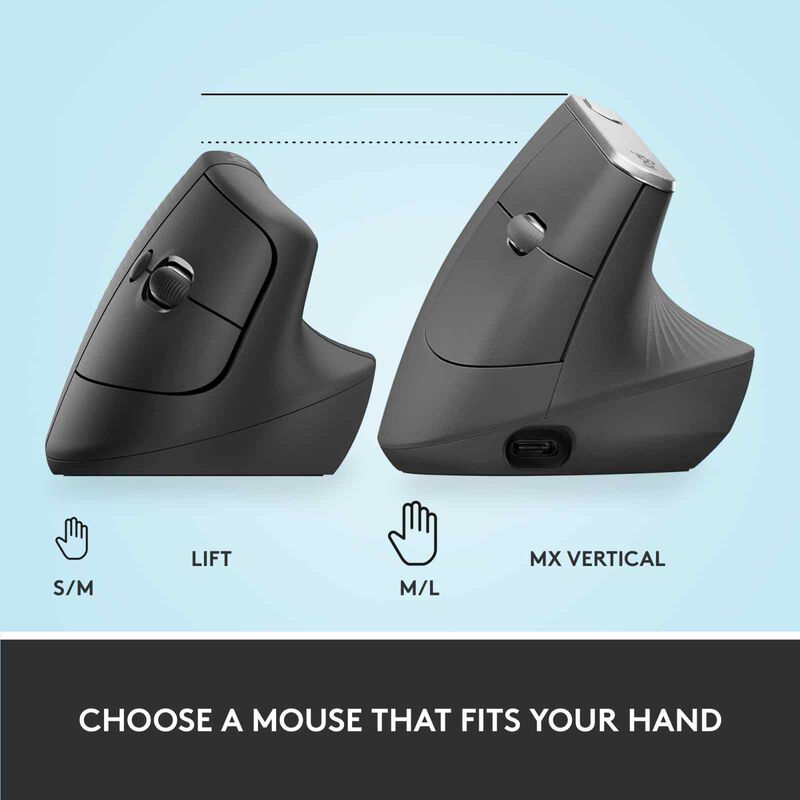 LOGITECH Logi Lift Vertical Ergonomic Mouse - Graphite (1y) 910-006479-image 8