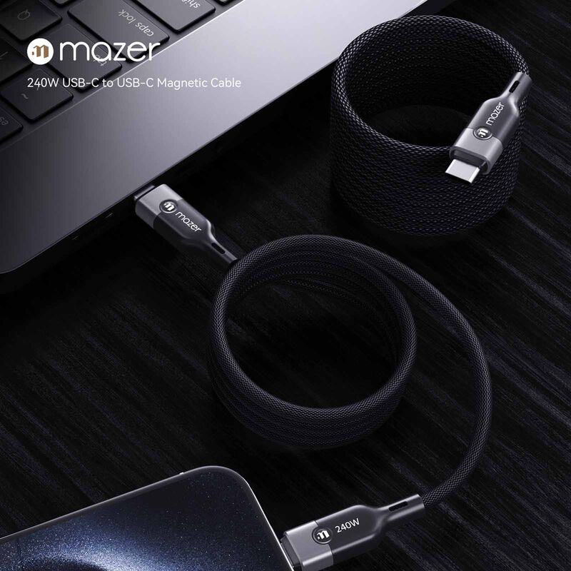 MAZER Infinitelink Cobra2 Magnetic 2.5m/240w Fast Charging Cable-blackgrey M-COBRA21-BG-image 3
