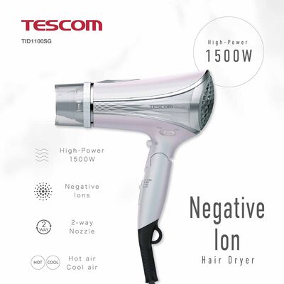 TESCOM Negative Ion Hair Dryer (1500w) TID1100SG-W