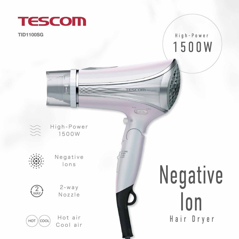 TESCOM Negative Ion Hair Dryer (1500w) TID1100SG-W-image 1