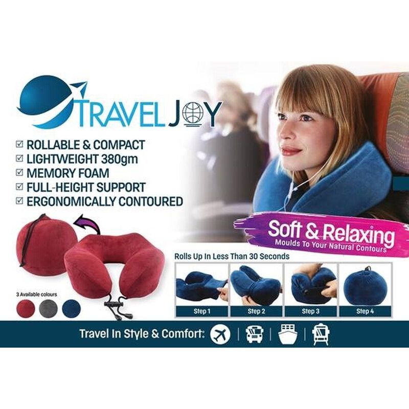 TRAVEL JOY Rollable Travel Pillow Memory Foam - Velvet Char Grey TJRTP-CGY-image 3