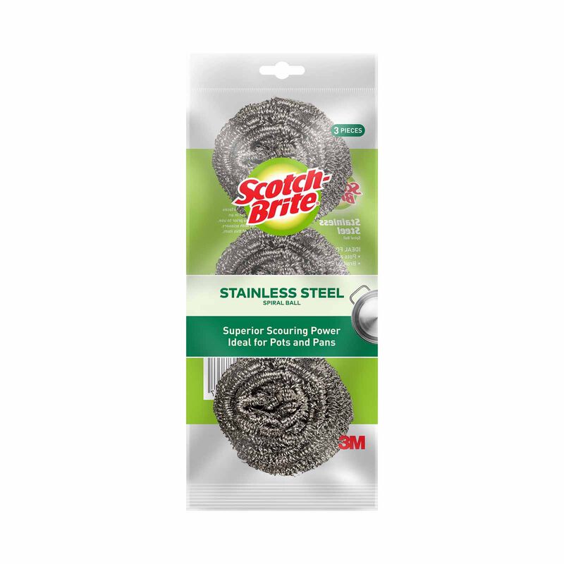 3M SCOTCHB Scotch-brite Metallic Stainless Steel Scrubbing Pads 3pc Msb 214c MSB 214C-image null