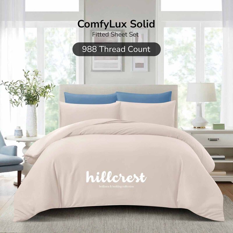 HILLCREST Hillcrest I Comfylux Solid 988tc I Khaki I King Fitted Sheet ( Oe ) 6839 I K I FS I KHAKI-image 1