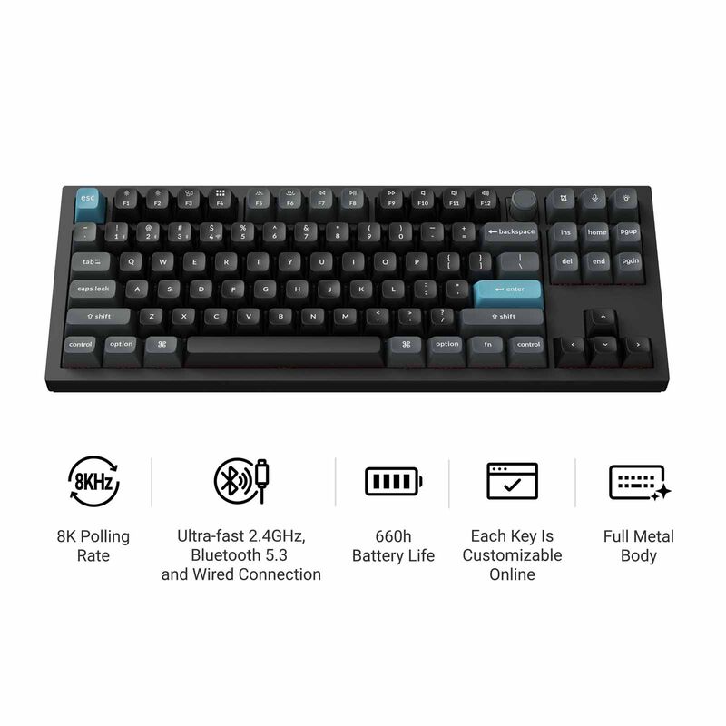 KEYCHRON Q3 Ultra 8k 80% 87 Key Black Knob Rgb Hot-swap Silk Pom Banana Switch KYCN-Q3U-M4-image 2