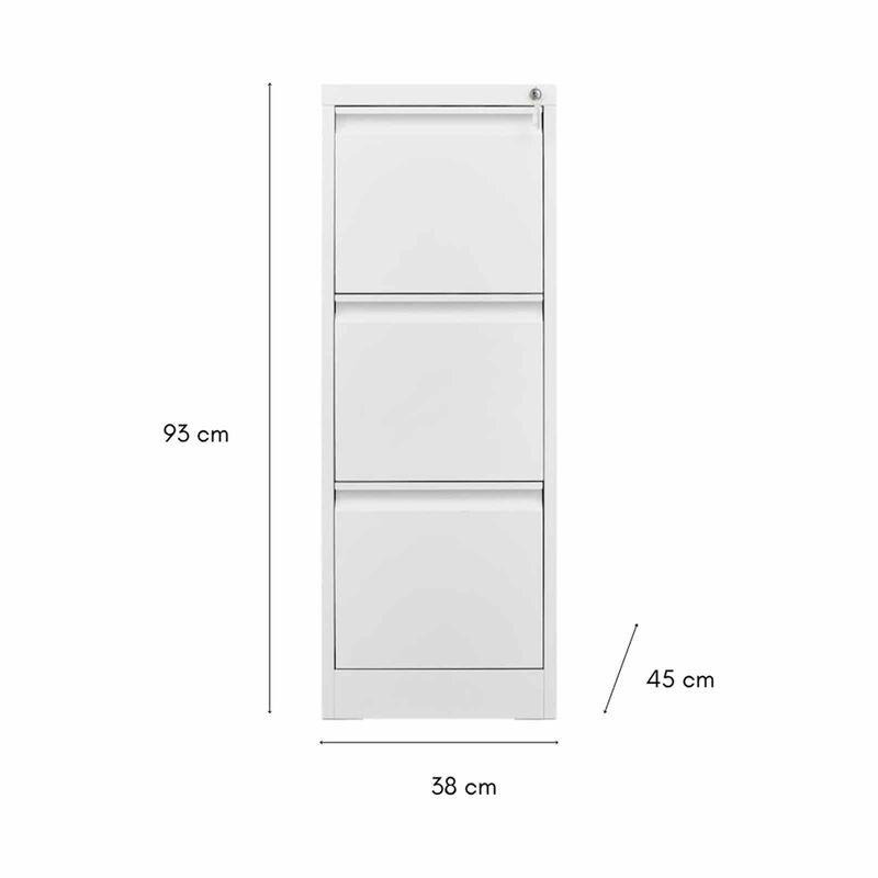 STEELCRAFT Filex 3 Drawer Vertical Filing Cabinet White38 X50 X 103 H FILEX-image 7