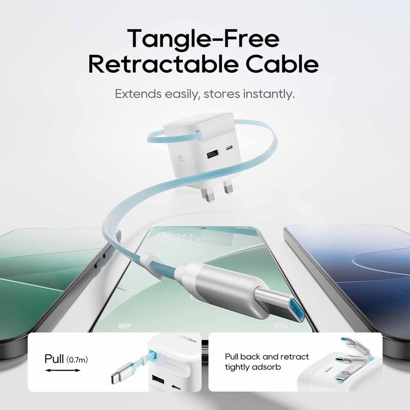 CUKTECH Charger 67w Built-in Cable - White AD653W-UK-image 3