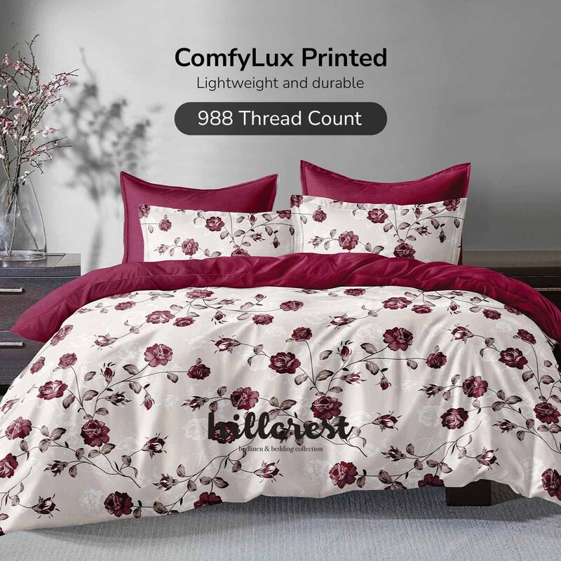 HILLCREST Hillcrest I 988tc Comfylux I Printed I Single Fitted Sheet Set I Crimson ( Oe ) 7467 - B I S I FS I CRIMSON-image 1