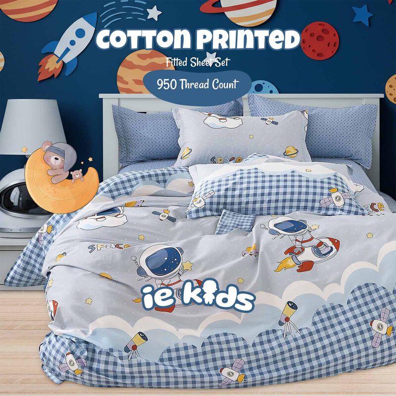 IE KIDS Ie Kids I 100% Cotton Printed I Fitted Sheet Set I Rocket Rider Single Fitted Sheet ( Oe ) 7498 I S I FS I ROCKET RIDER-image 1