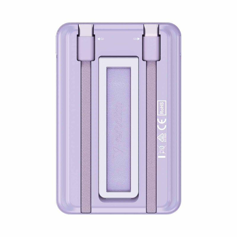 VERBATIM Powerbank Magnetic Wireless Charge 10000mah 2 X C Stand Purple VM32270-image 3
