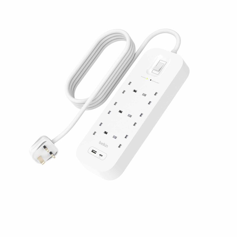 BELKIN 6 Outlet Surge Protection Strip W/usb A + C SRB002AF2M-MY-image 1