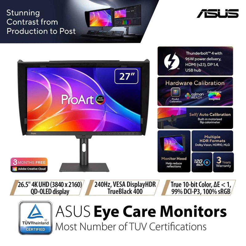 ASUS 26.5in Proart 4k 240hz Monitor PA27USD-image 1