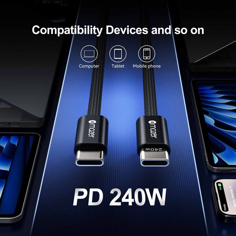 MAZER Infinitelink Flex2 2pcs/pack 240w 1m Usb-c Cable Combo-blackwhite M-FLEX2-COMBO1-BW-image 2