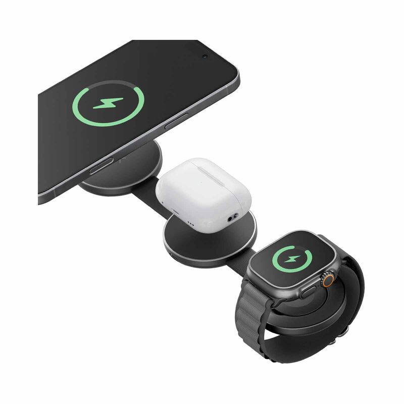 ENERGEA Alumag Trio, 3in1 Foldable Qi2 Aluminium Wireless Charger 15w - Gun AM-TRIO-GUN-image 2