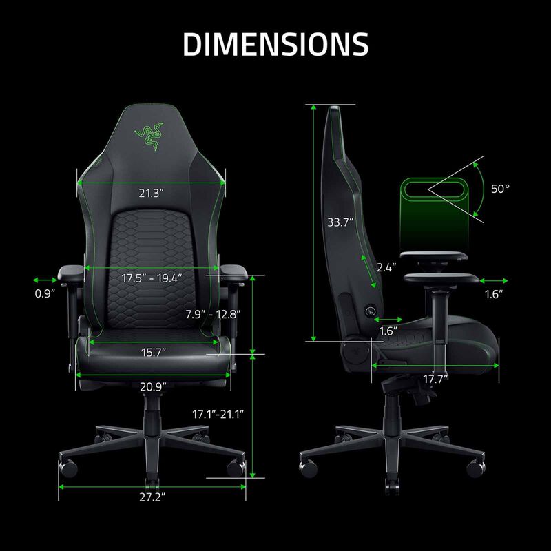 RAZER Iskur V2 Newgen - Ergonomic Gaming Chair W Breathable Comfort - Black/green RZ38-04900700-R3CA-image 8