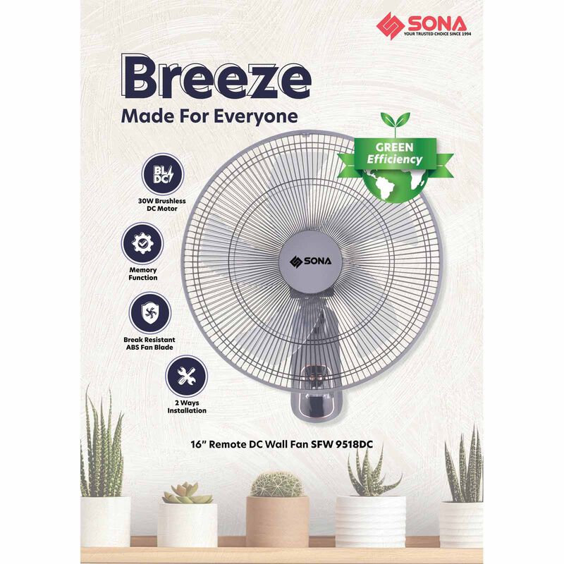 SONA 16 In Dc Wall Fan With Remote Control SFW9518DC-image 5