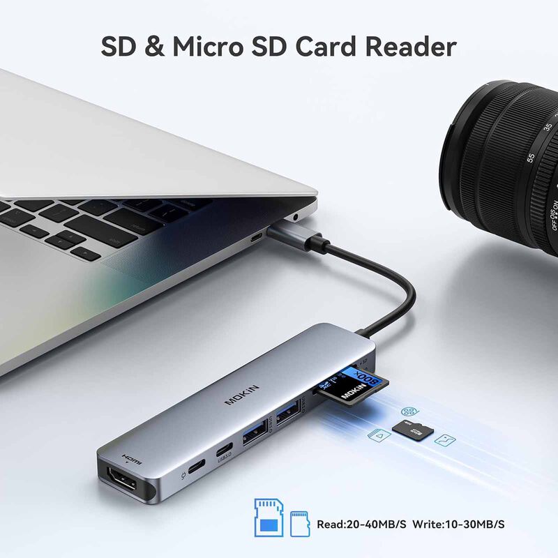 MOKIN 7 In 1 Usb-c To Hdmi 4k/60hz+usb-c3.0+2usb-a 3.0+sd/tf+pd Charging Hub MK-MOUC0119-image 6