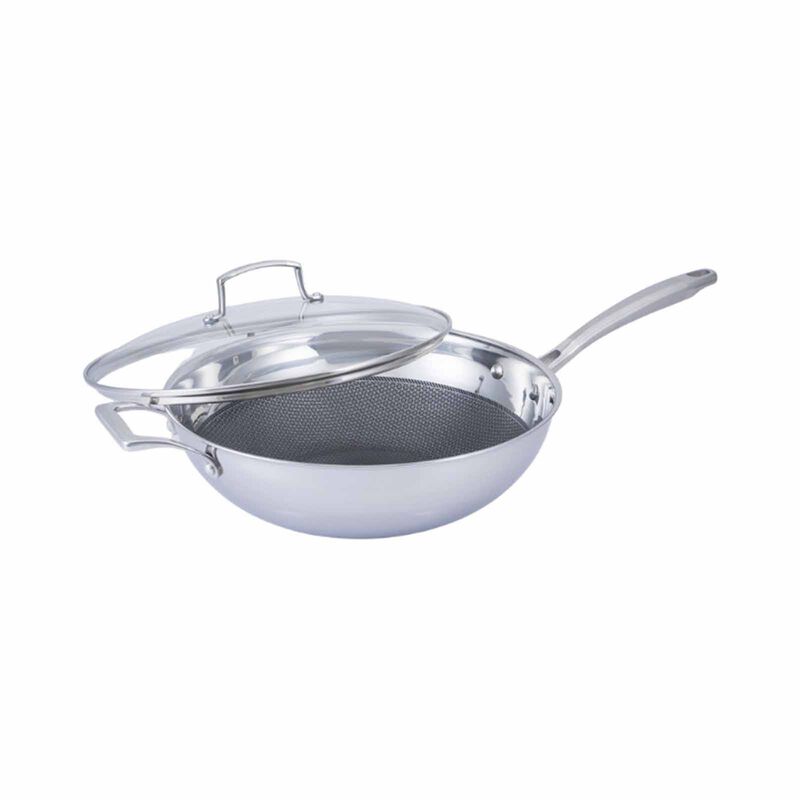 LA GOURMET Galactic Honeycomb 28cm Stirfry Wok With Glass Lid (induction) LGGC370372-image null
