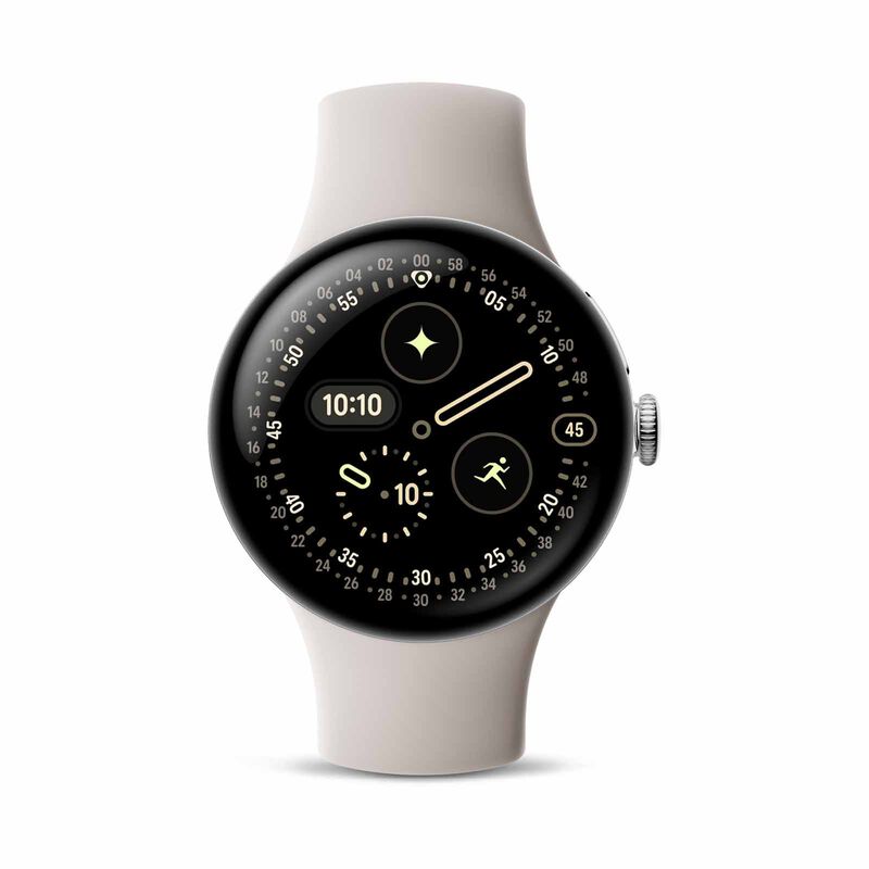 GOOGLE Pixel Watch 4 45mm Wifi Polished Silver Aluminum Case/porcelain Active Band GA09308-US-image 1