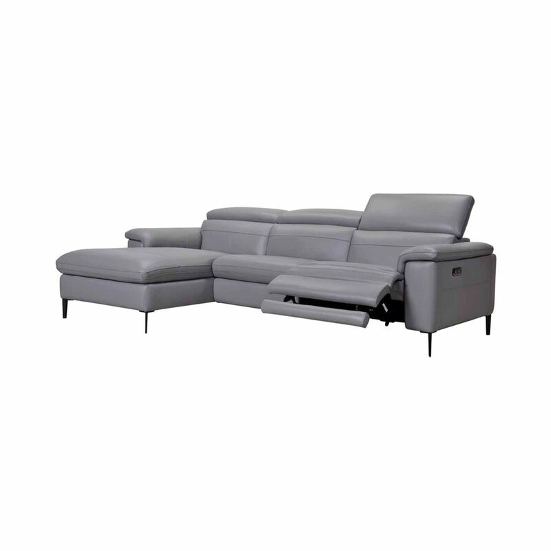 L Shaped-e Recliner (hl) Lt Char Half Leather Sofa DIANNE-image 3