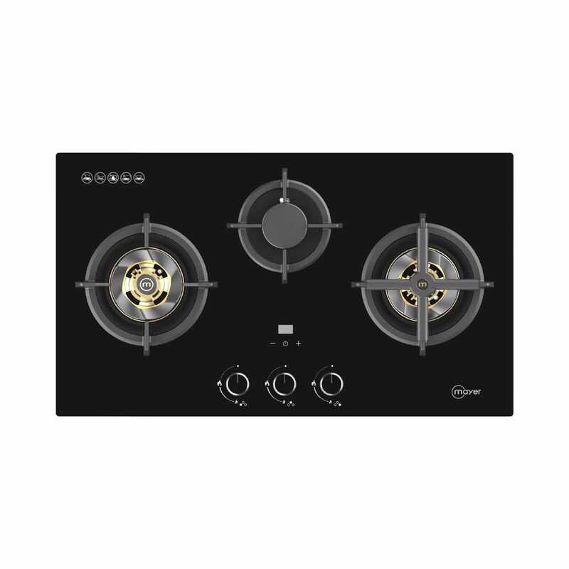 MAYER 3 Burner Glass Gas Hob (78cm) - Glass Black (exclude Installation) MMGH3078HI-image 1