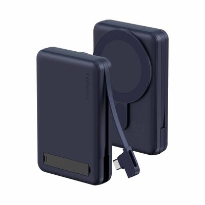 ENERGEA Magpac Pro Plus, 10000mah Magsafe Compatible Qi2 Powerbank With Built-in Cable And Stand - Blue MP-PROPLUS-BLU