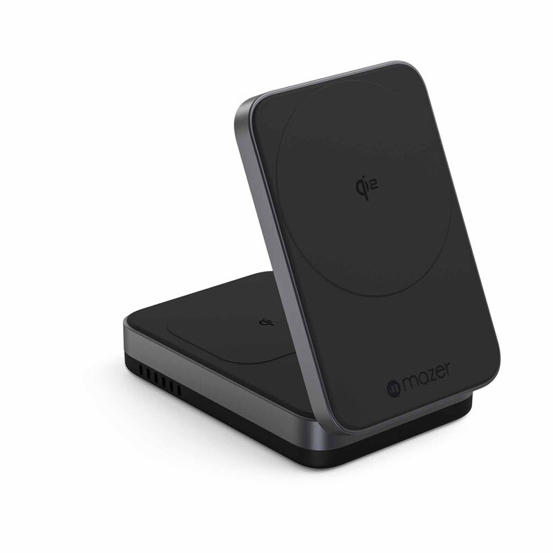 MAZER Qi2 Certified 32w Wireless Foldable 2in1+usb-c Pd12w Output Charger - Black M-QI2-MAGFOLD02-BK-image 3
