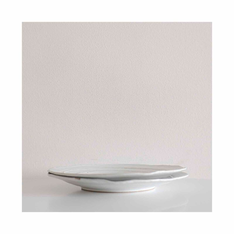 MAELSTROM Organic Shaped Rustic White Dinner Plate-image 3