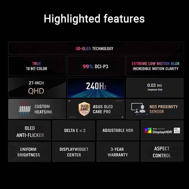 ASUS 26.5in Rog Strix Oled Qhd 240hz Gaming Monitor XG27AQDMES-image 11