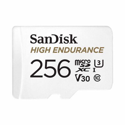 SANDISK High Endurance Microsdxc 256gb (20,000 Hrs), Uhs-i, C10, U3, V30, 100mb/s R, 40mb/s W, Sd Adaptor SDSQQNR-256G-GN6IA