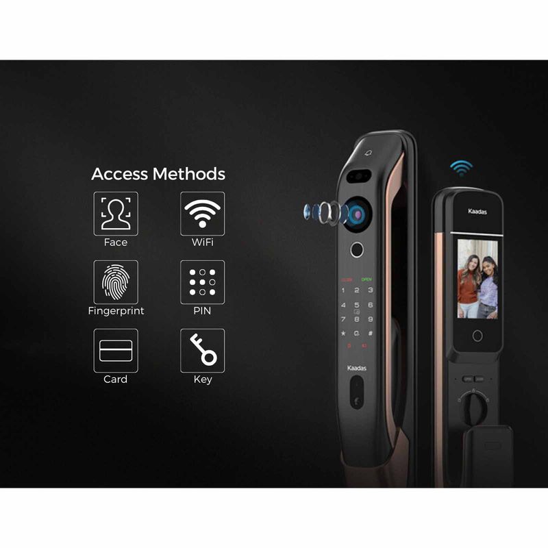 KAADAS Wifi Mortise Door Lock With 3d Face Recognition, Built-in Doorbell & Viewer K20 PRO MAX COPPER-image 10
