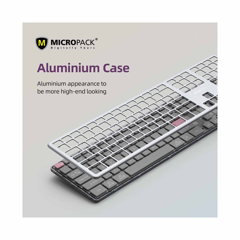 MICROPACK Lifestyle 2.4g + Bluetooth Rechargeable Wireless Keyboard - Grey K-310W-GY-image 8