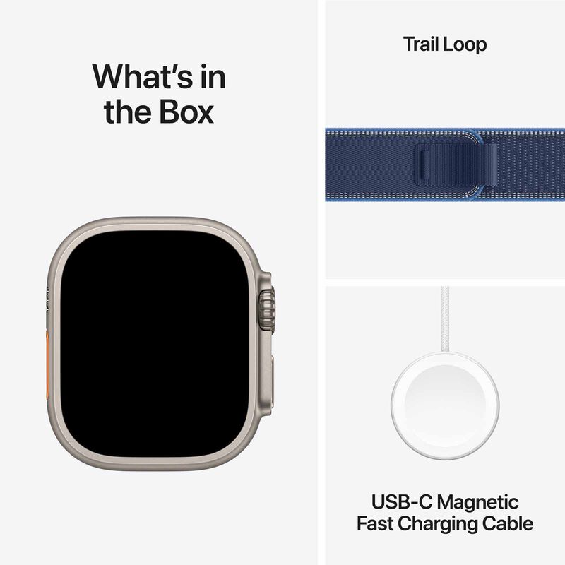 APPLE Watch Ultra 3 Gps + Cellular 49mm Natural Titanium Case With Blue/bright Blue Trail Loop - M/l MEWU4X/A-image 2