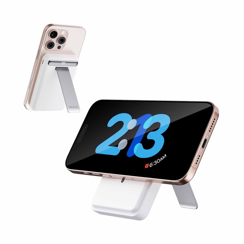 IWALK Powerstand 10000mah Qi2 Magnetic Wireless Fast Charger With Multi-angle Adjustable Stand White MXB014-002A-image 4