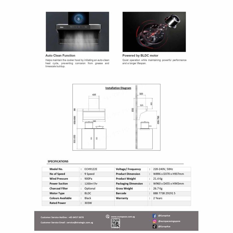 OTIMMO L-shaped Hood With Dual Suction ECH9122EBK-image 5