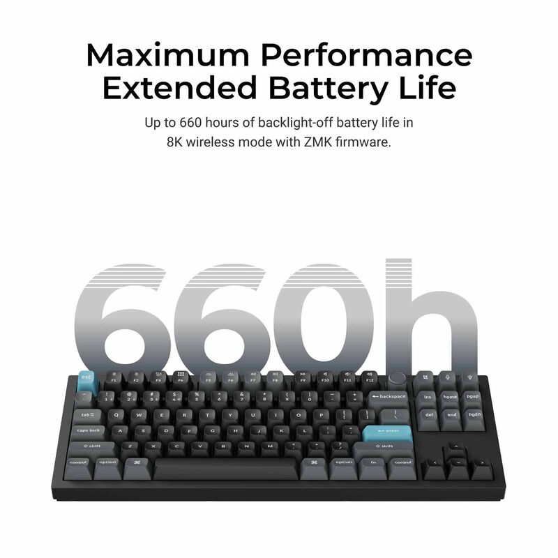 KEYCHRON Q3 Ultra 8k 80% 87 Key White Knob Rgb Hot-swap Silk Pom Red Switch KYCN-Q3U-P1-image 7