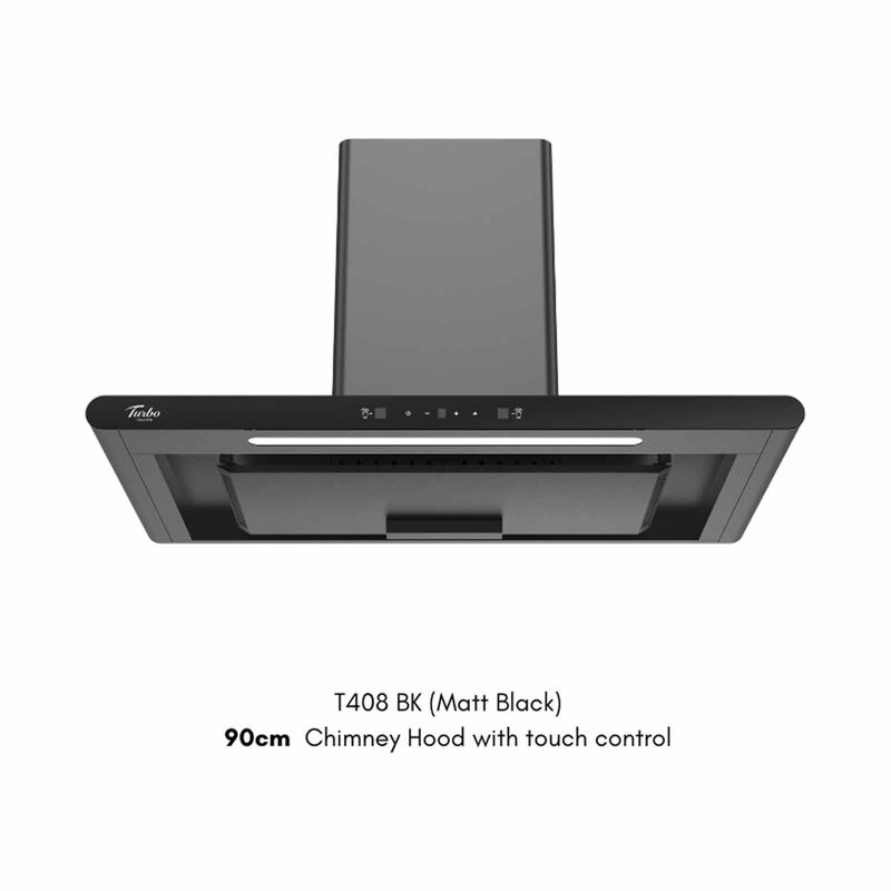 TURBO 90cm Chimney Hood + Dc Motor With Motion Sensor Control (excl. Install) T408-BK-image 1