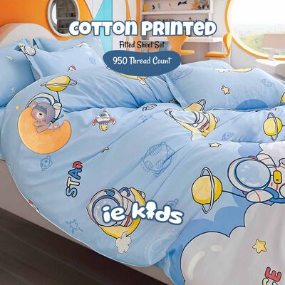 IE KIDS Ie Kids I 100% Cotton Printed I Fitted Sheet Set I Cosmic Dreamer Single Fitted Sheet ( Oe ) 7498 I S I FS I COSMIC DREAMER
