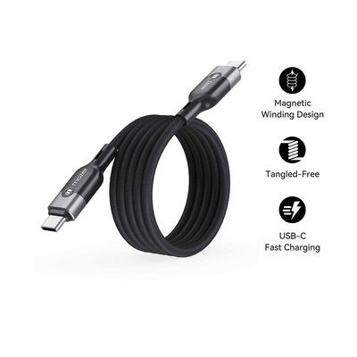 MAZER Infinitelink Cobra2 Magnetic 1.25m/240w Fast Charging Cable-blackgrey M-COBRA20-BG