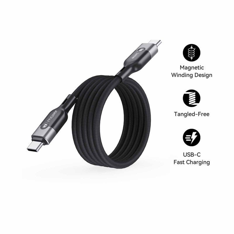MAZER Infinitelink Cobra2 Magnetic 1.25m/240w Fast Charging Cable-blackgrey M-COBRA20-BG-image 1